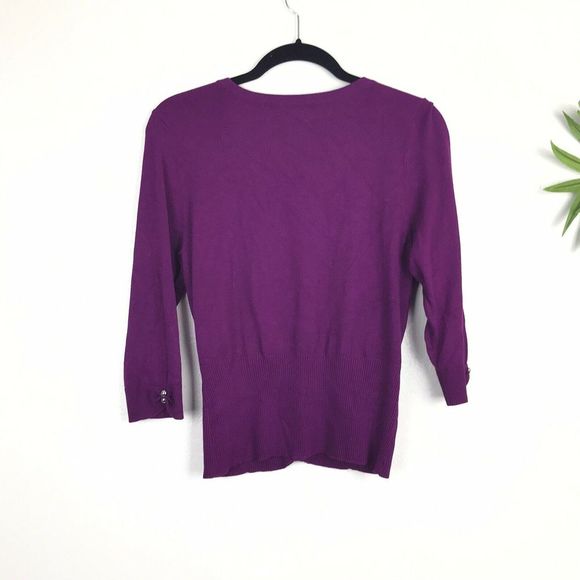 White House Black Mark Button Front Top S Purple - Picture 2 of 4